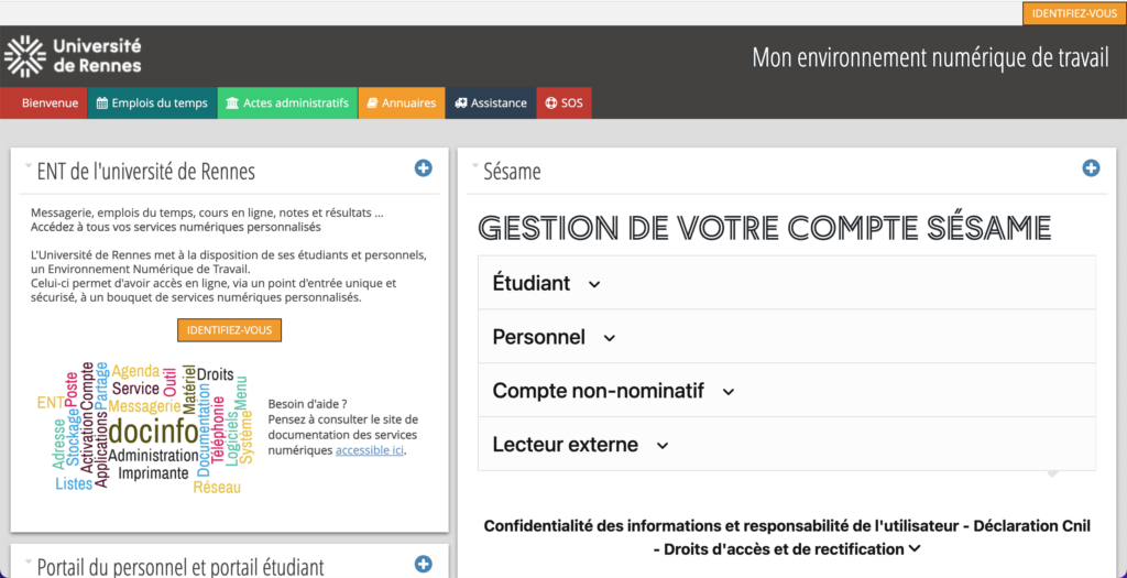 ENT Rennes 1 connexion 