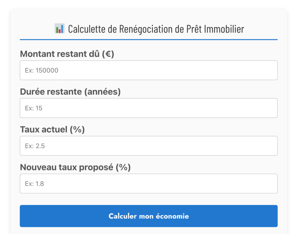 Calculette renégociation prêt Oulala