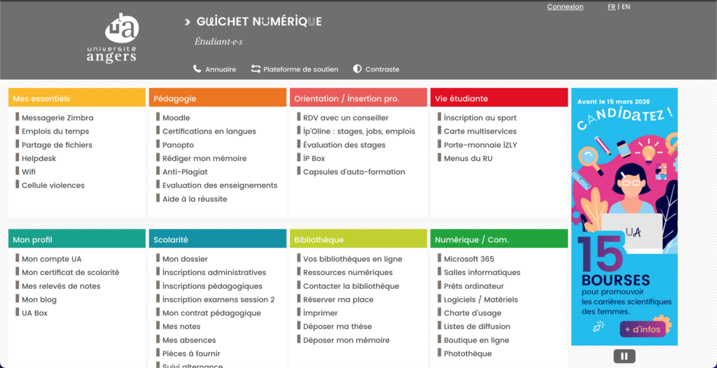 ENT Angers page accès univ angers